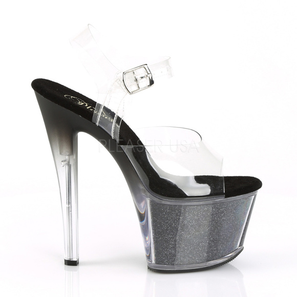 Glitter Platform Clear Transparent High Heel Shoes - Picture 4 of 4
